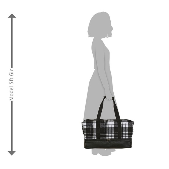 DSW Black and White Plaid Weekender Bag - Picture 2 of 9